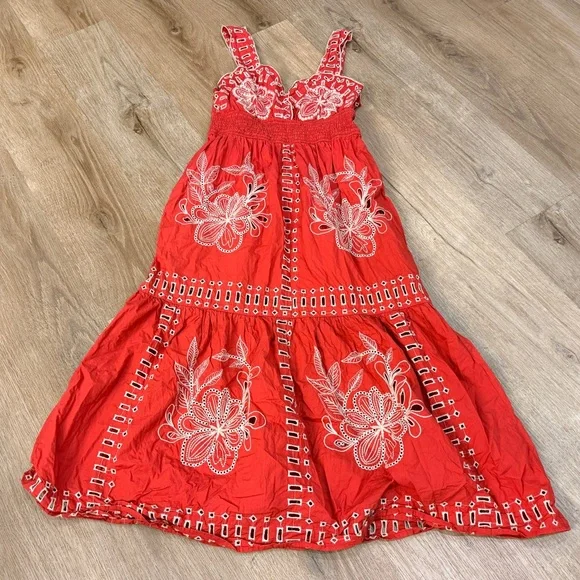 Rails Fawn Dress Red and Cream Floral Midi - Picture 7 of 8